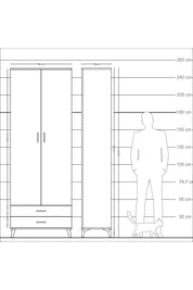 Arges Dolap 5 Raflı 2 Çekmeceli 2 Kapaklı 88x30x243 Aytaşı-Çam