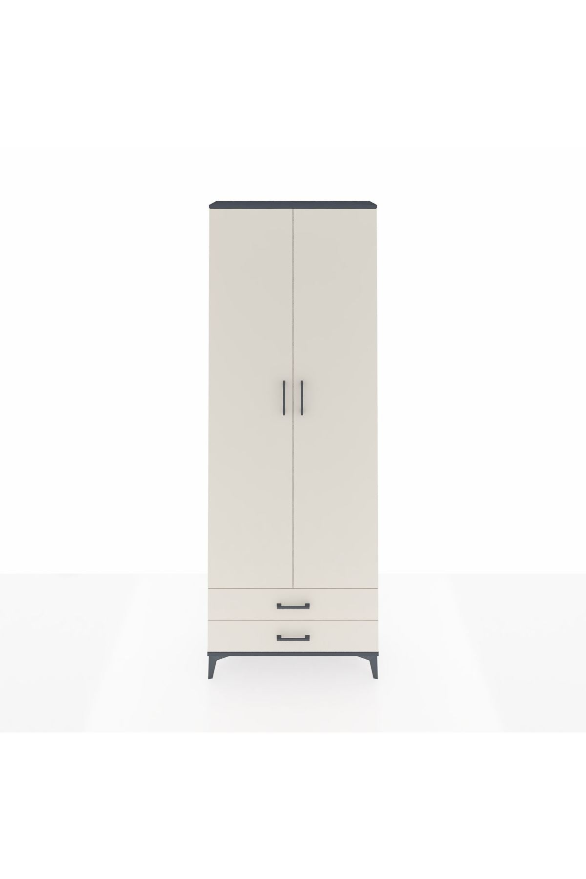 Arges Dolap 5 Raflı 2 Çekmeceli 2 Kapaklı 88x30x243 Antrasit-Aytaşı