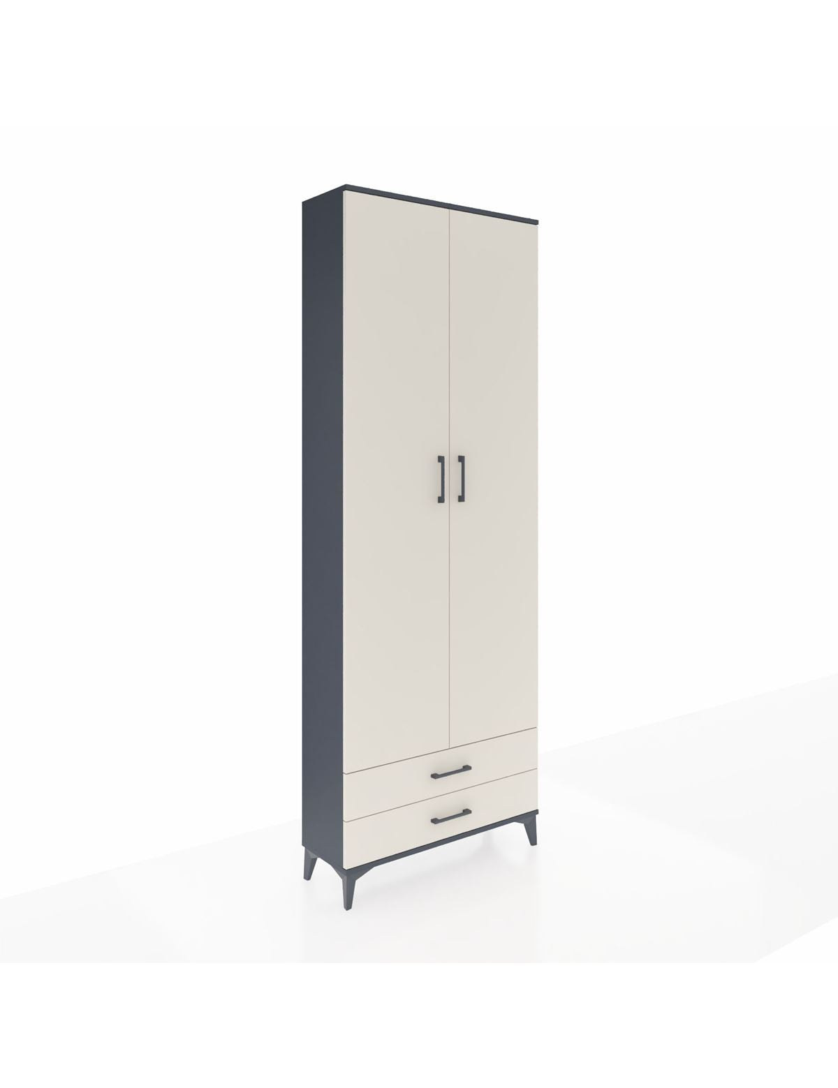 Arges Dolap 5 Raflı 2 Çekmeceli 2 Kapaklı 88x30x243 Antrasit-Aytaşı