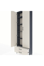 Arges Dolap 5 Raflı 2 Çekmeceli 2 Kapaklı 88x30x243 Antrasit-Aytaşı