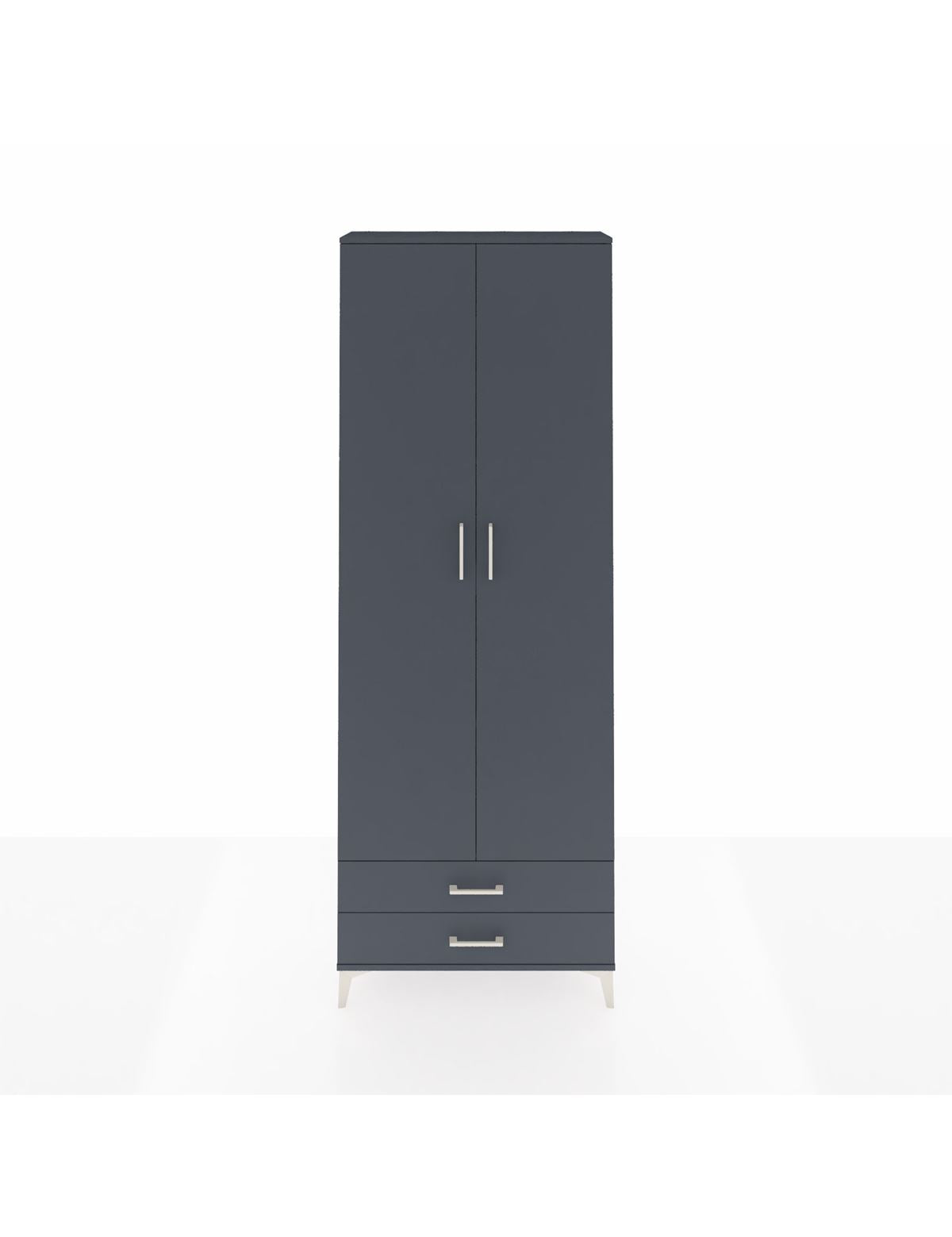 Arges Dolap 5 Raflı 2 Çekmeceli 2 Kapaklı 88x30x243 Antrasit-Antrasit