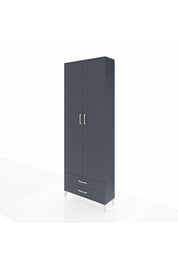 Arges Dolap 5 Raflı 2 Çekmeceli 2 Kapaklı 88x30x243 Antrasit-Antrasit