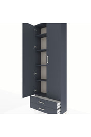 Arges Dolap 5 Raflı 2 Çekmeceli 2 Kapaklı 88x30x243 Antrasit-Antrasit