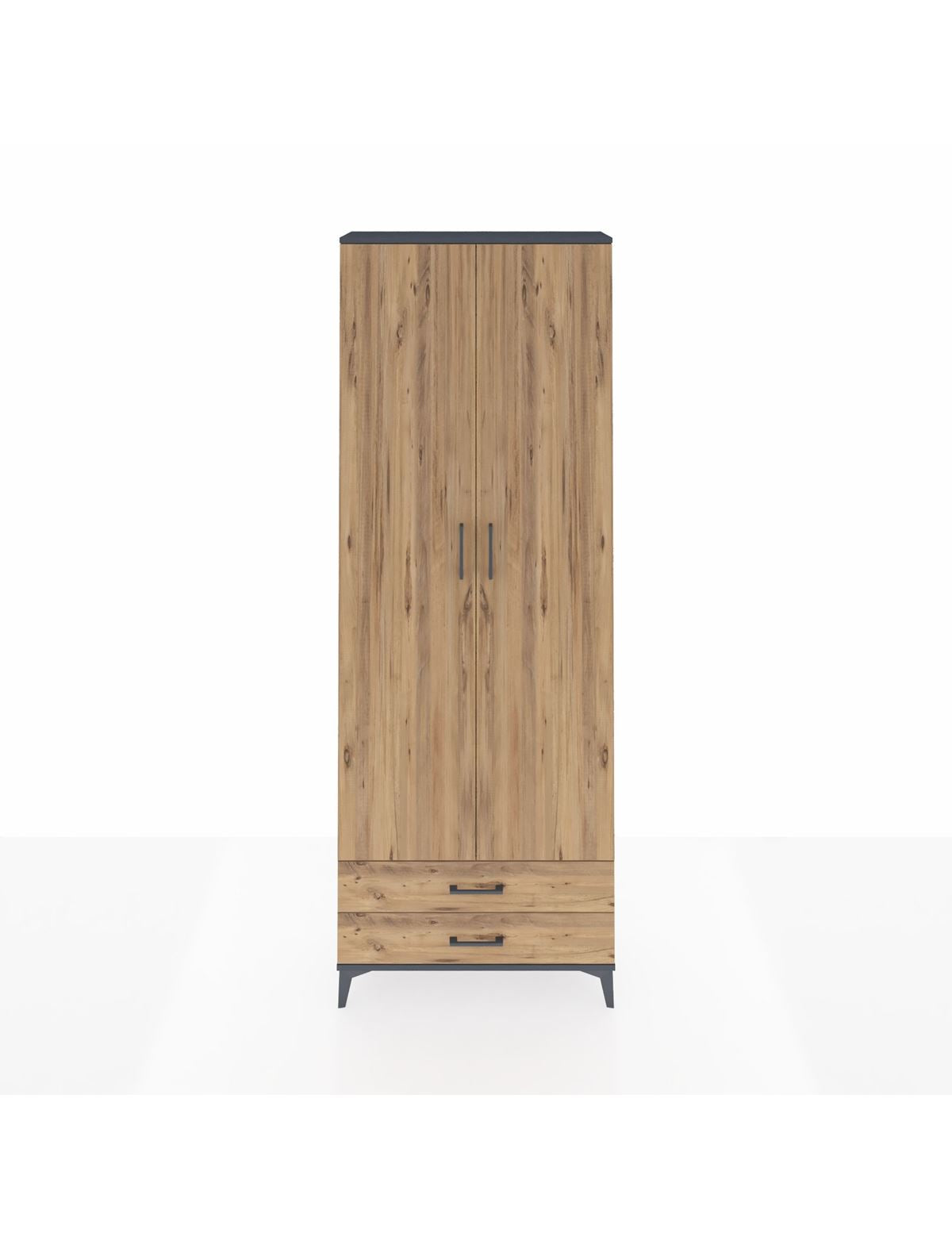 Arges Dolap 5 Raflı 2 Çekmeceli 2 Kapaklı 88x30x243 Antrasit-Çam