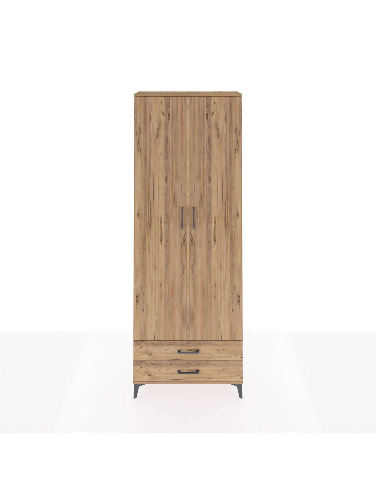 Arges Dolap 5 Raflı 2 Çekmeceli 2 Kapaklı 88x30x243 Çam-Çam