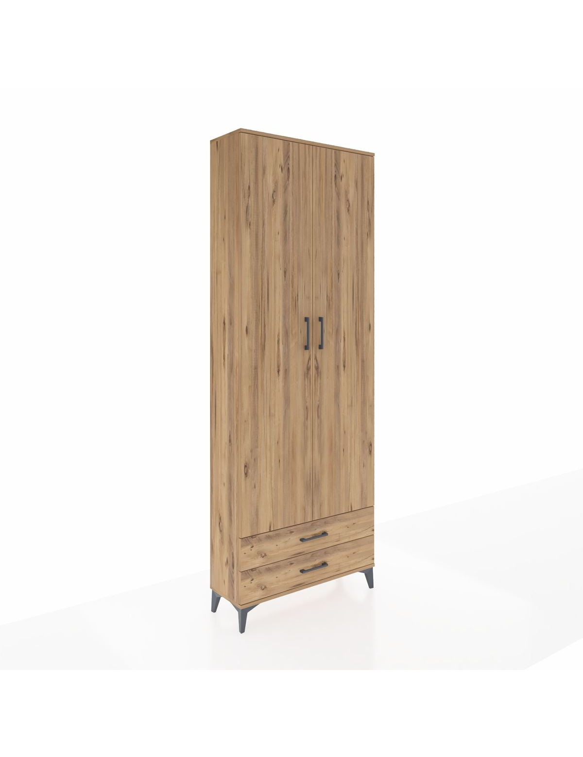 Arges Dolap 5 Raflı 2 Çekmeceli 2 Kapaklı 88x30x243 Çam-Çam