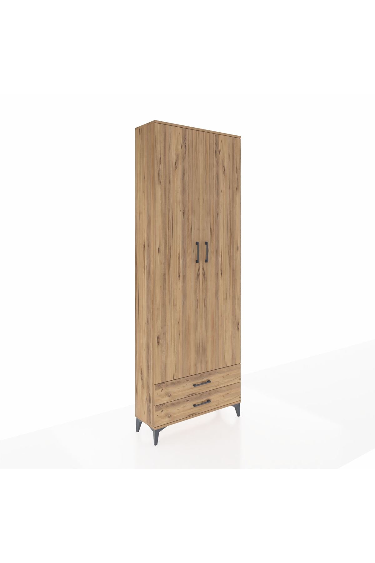 Arges Dolap 5 Raflı 2 Çekmeceli 2 Kapaklı 88x30x243 Çam-Çam