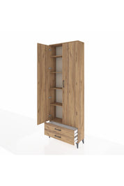 Arges Dolap 5 Raflı 2 Çekmeceli 2 Kapaklı 88x30x243 Çam-Çam