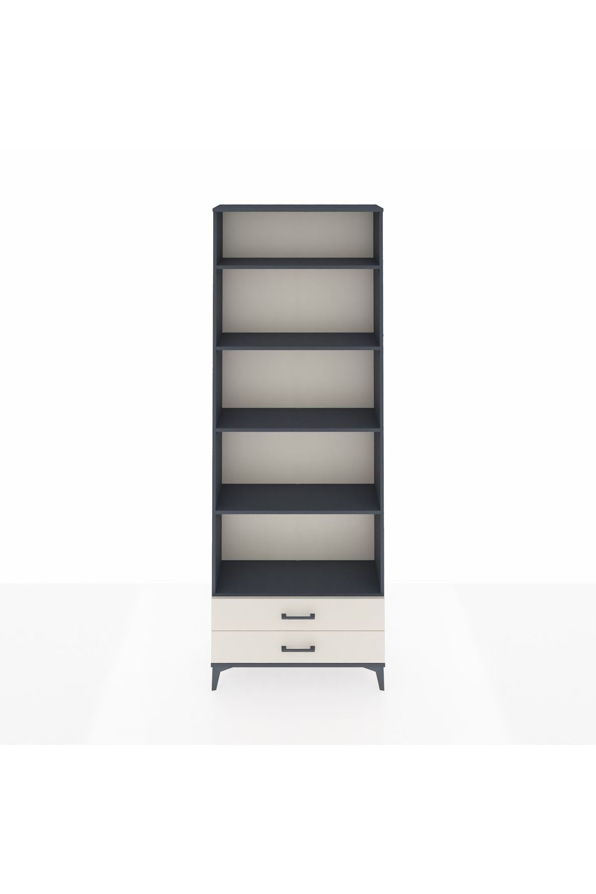 Arges Dolap 5 Raflı 2 Çekmeceli 88x30x243 Antrasit-Aytaşı