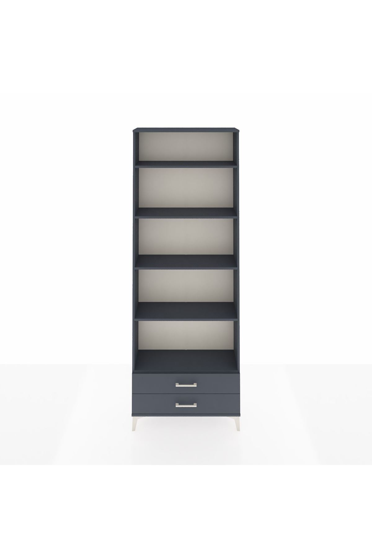 Arges Dolap 5 Raflı 2 Çekmeceli 88x30x243 Antrasit-Antrasit