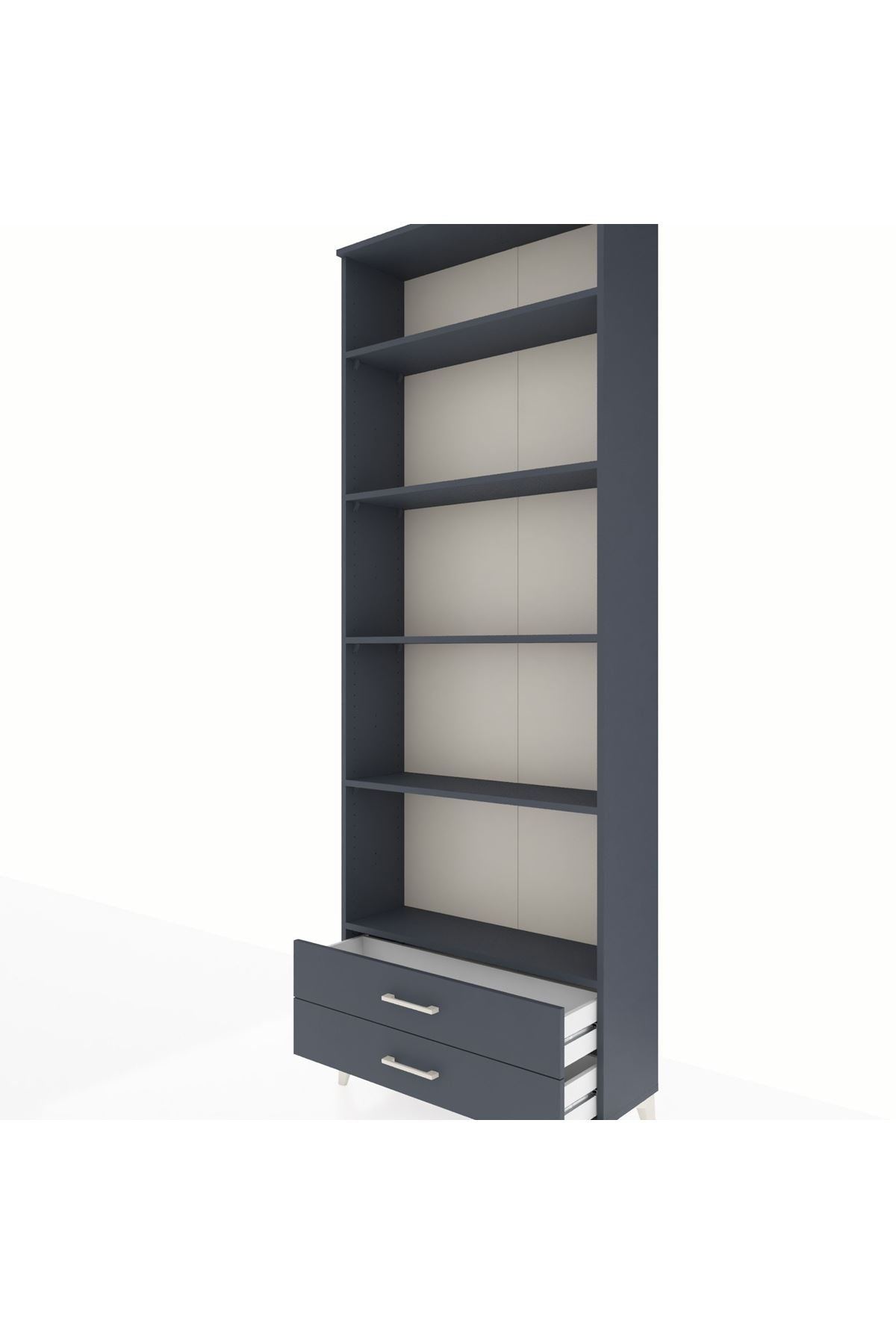 Arges Dolap 5 Raflı 2 Çekmeceli 88x30x243 Antrasit-Antrasit