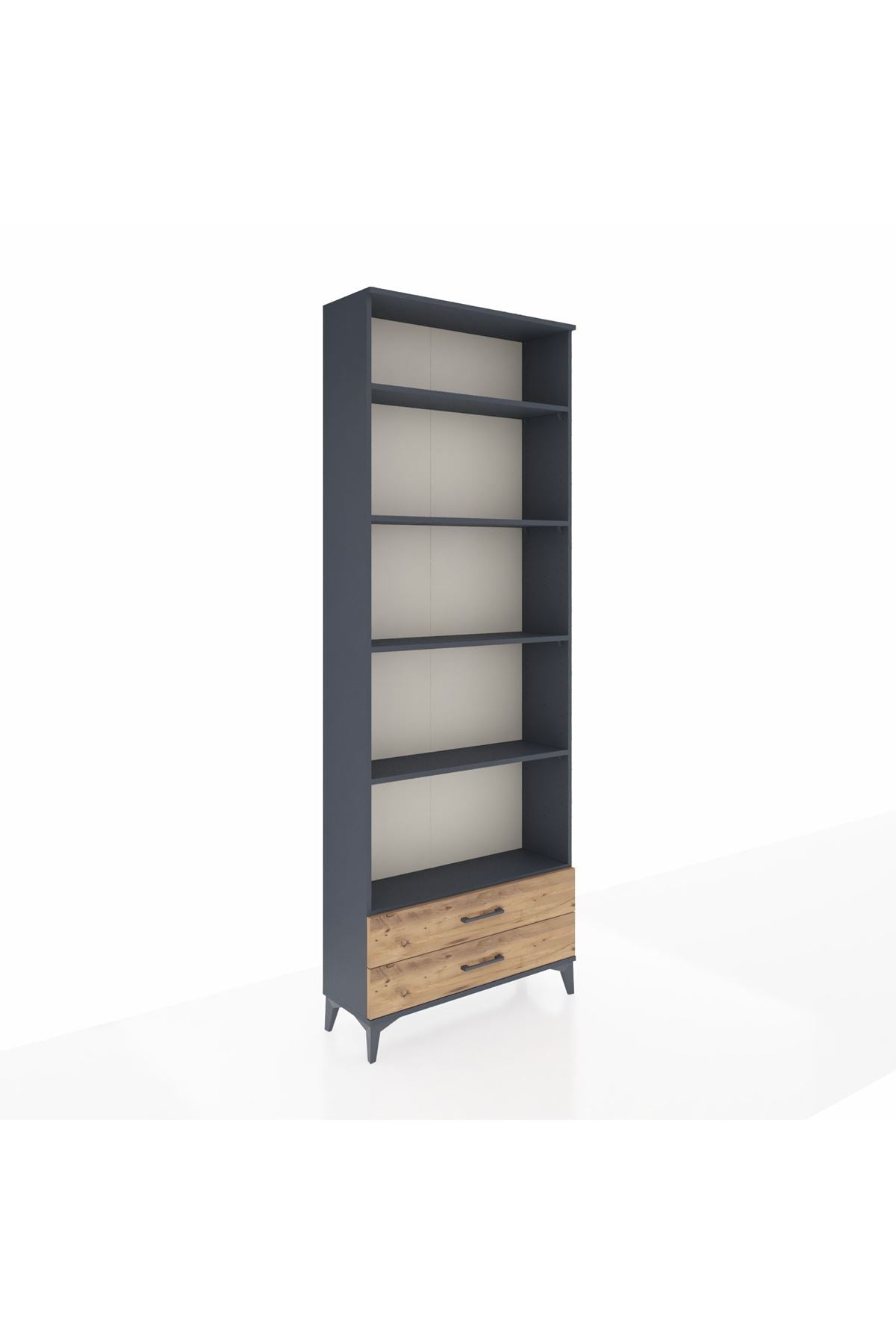 Arges Dolap 5 Raflı 2 Çekmeceli 88x30x243 Antrasit-Çam