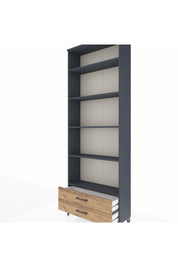 Arges Dolap 5 Raflı 2 Çekmeceli 88x30x243 Antrasit-Çam