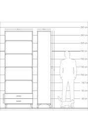 Arges Dolap 5 Raflı 2 Çekmeceli 88x30x243 Çam-Aytaşı