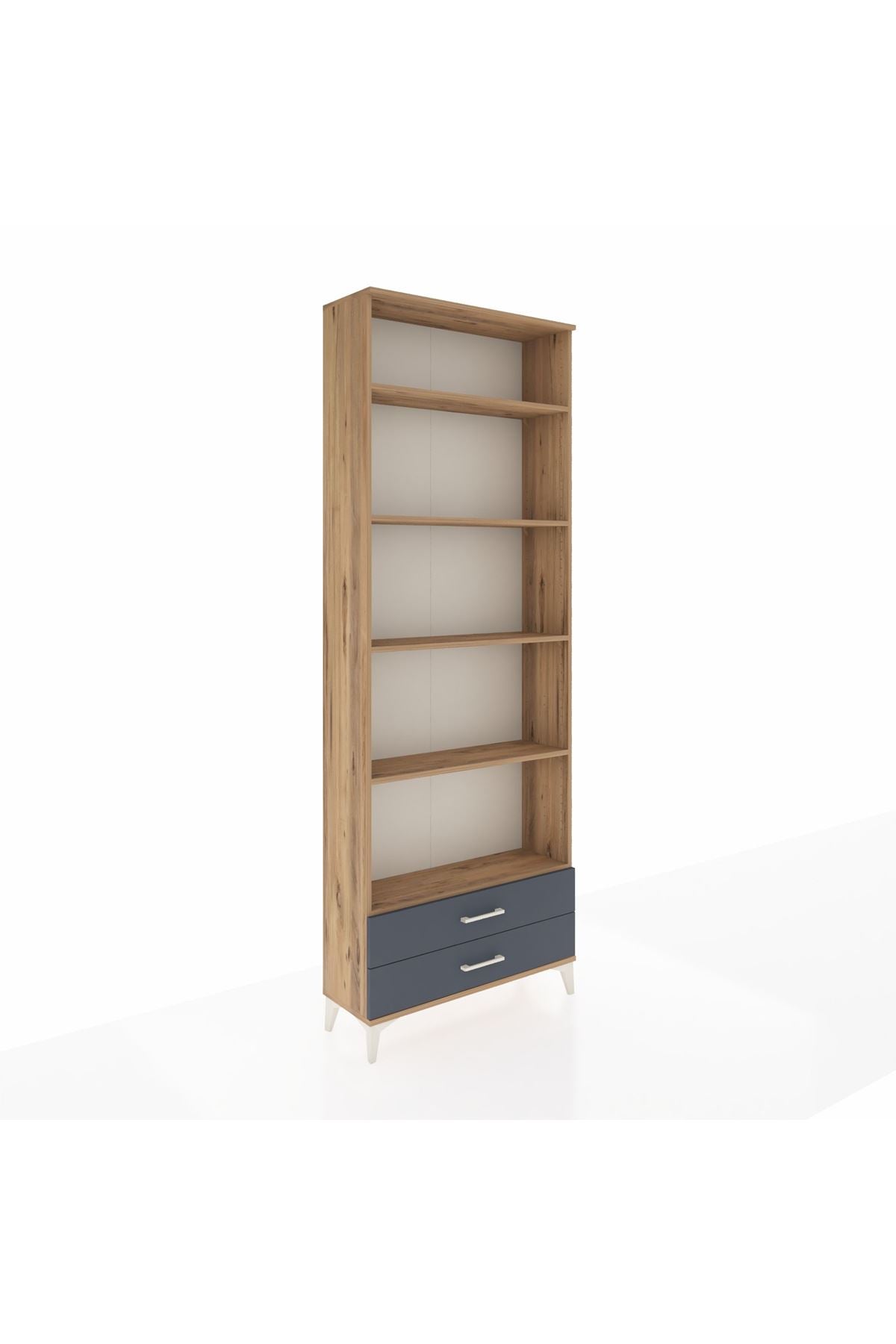 Arges Dolap 5 Raflı 2 Çekmeceli 88x30x243 Çam-Antrasit