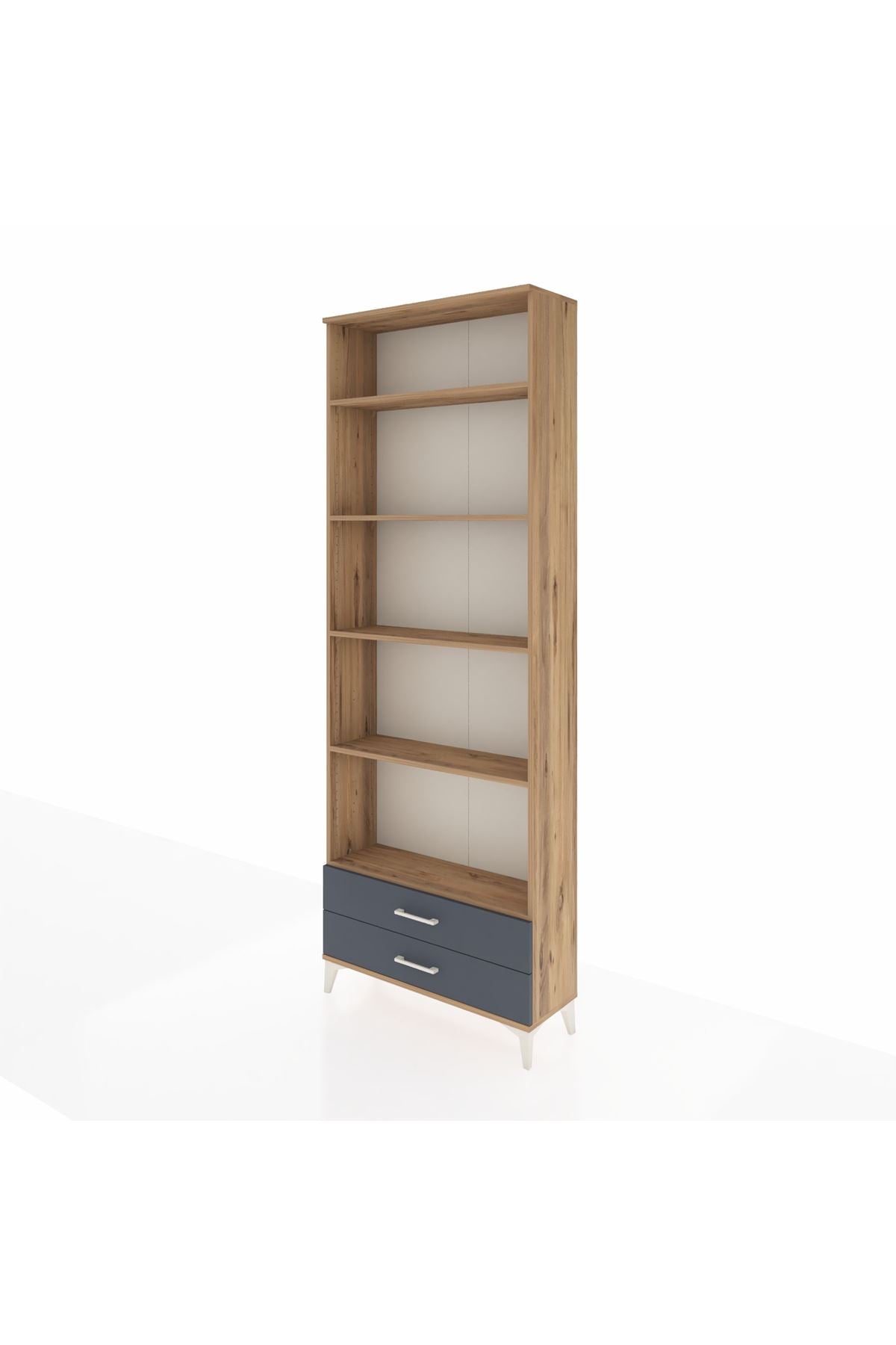 Arges Dolap 5 Raflı 2 Çekmeceli 88x30x243 Çam-Antrasit