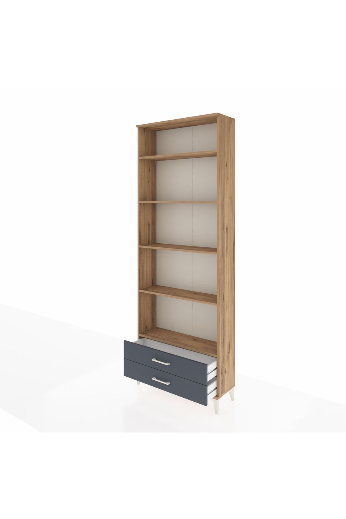 Arges Dolap 5 Raflı 2 Çekmeceli 88x30x243 Çam-Antrasit
