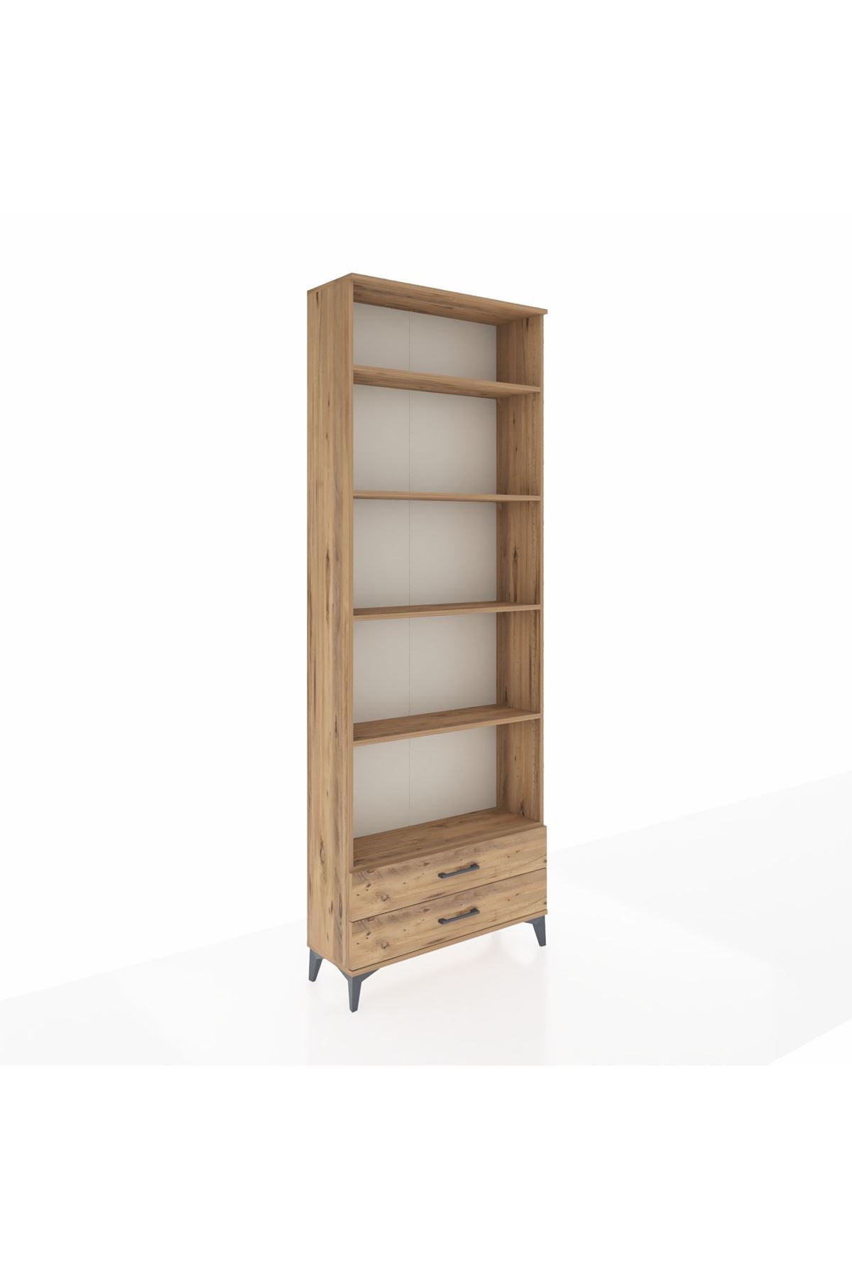 Arges Dolap 5 Raflı 2 Çekmeceli 88x30x243 Çam-Çam