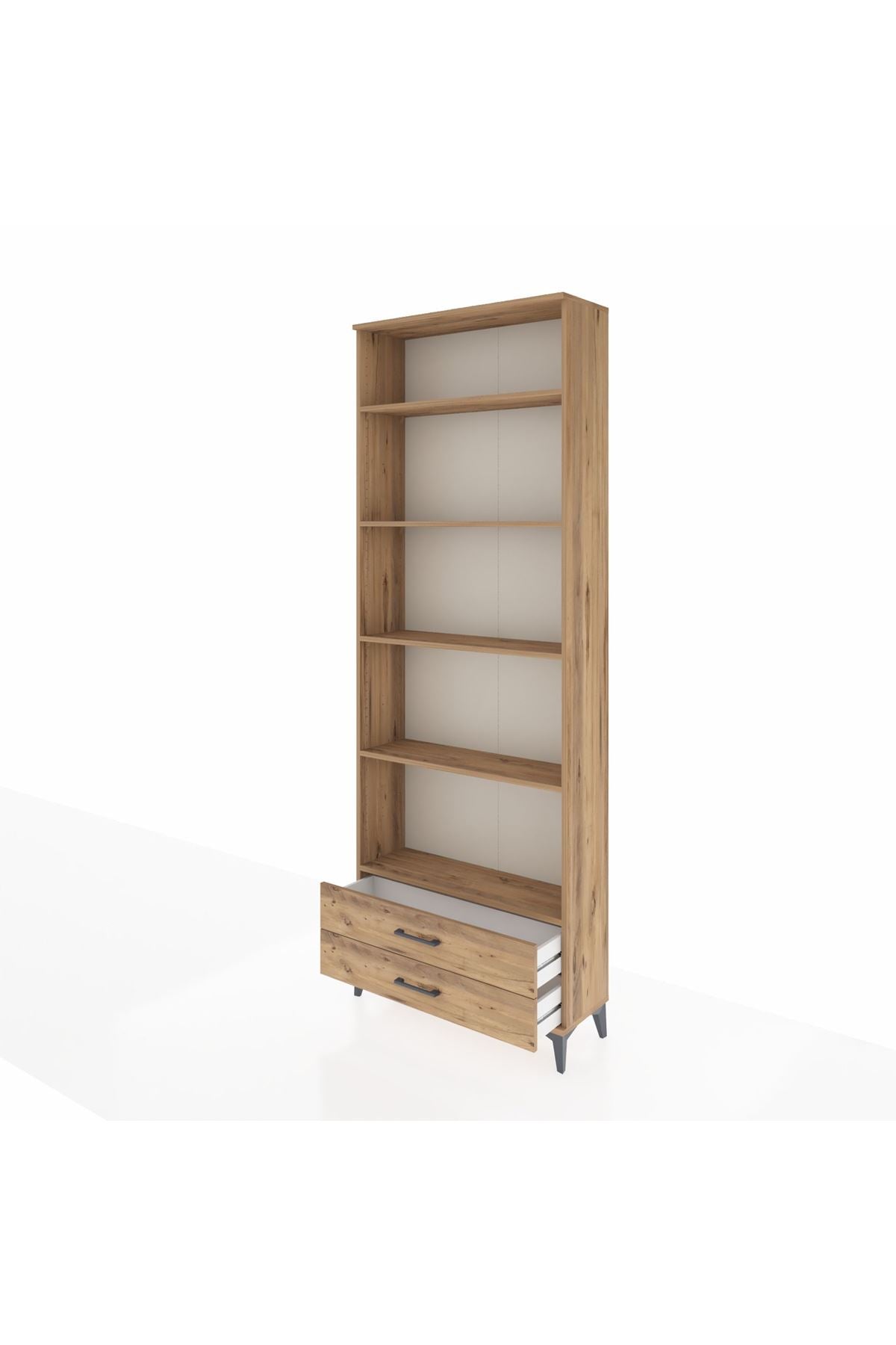 Arges Dolap 5 Raflı 2 Çekmeceli 88x30x243 Çam-Çam