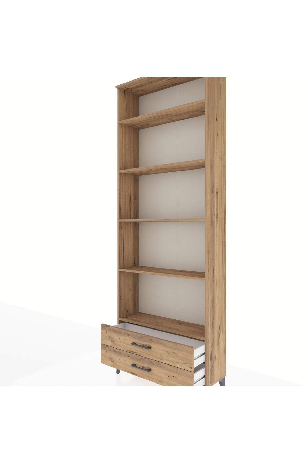 Arges Dolap 5 Raflı 2 Çekmeceli 88x30x243 Çam-Çam