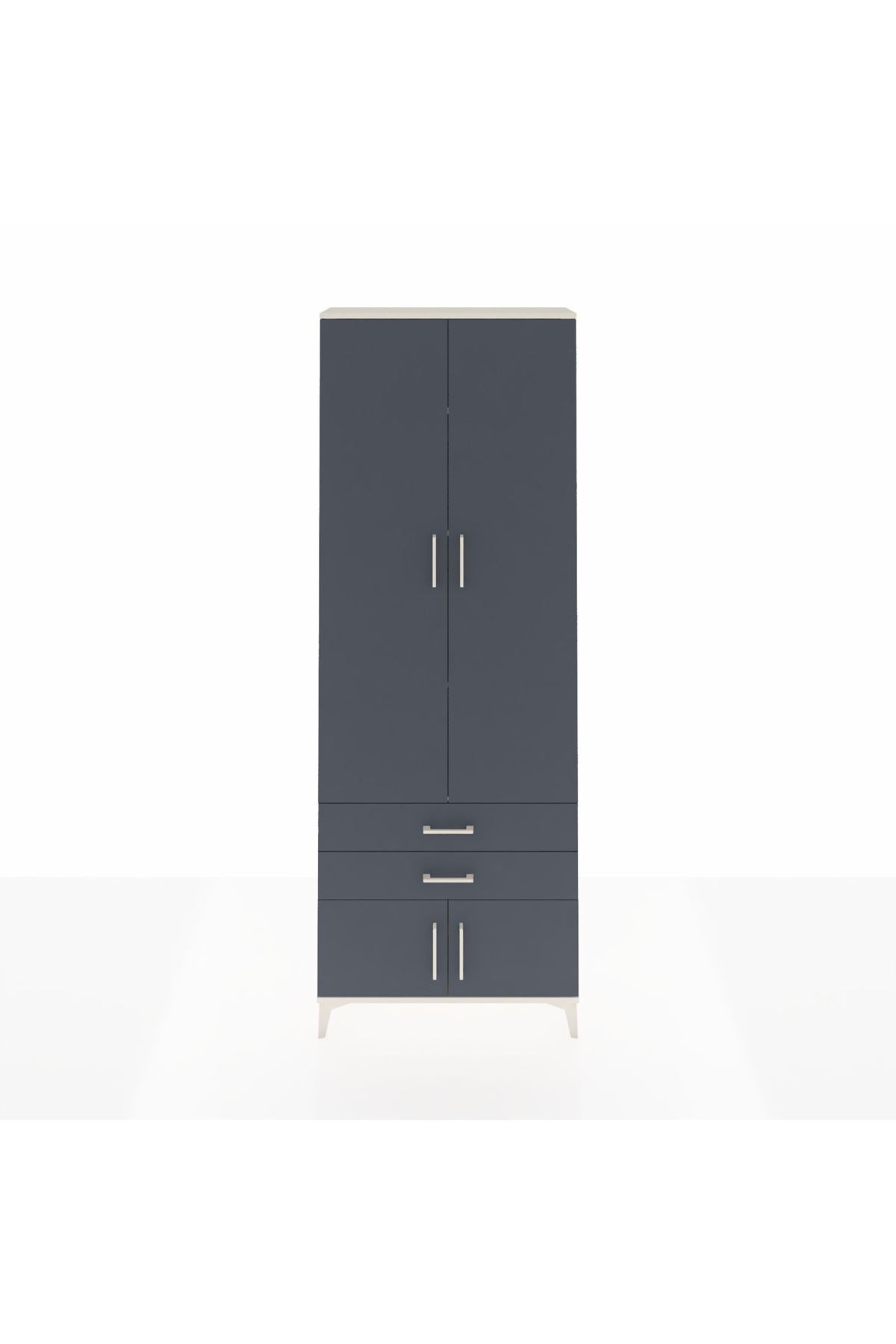 Arges Dolap 4 Raflı 2 Çekmeceli 4 Kapaklı 88x30x243 Aytaşı-Antrasit