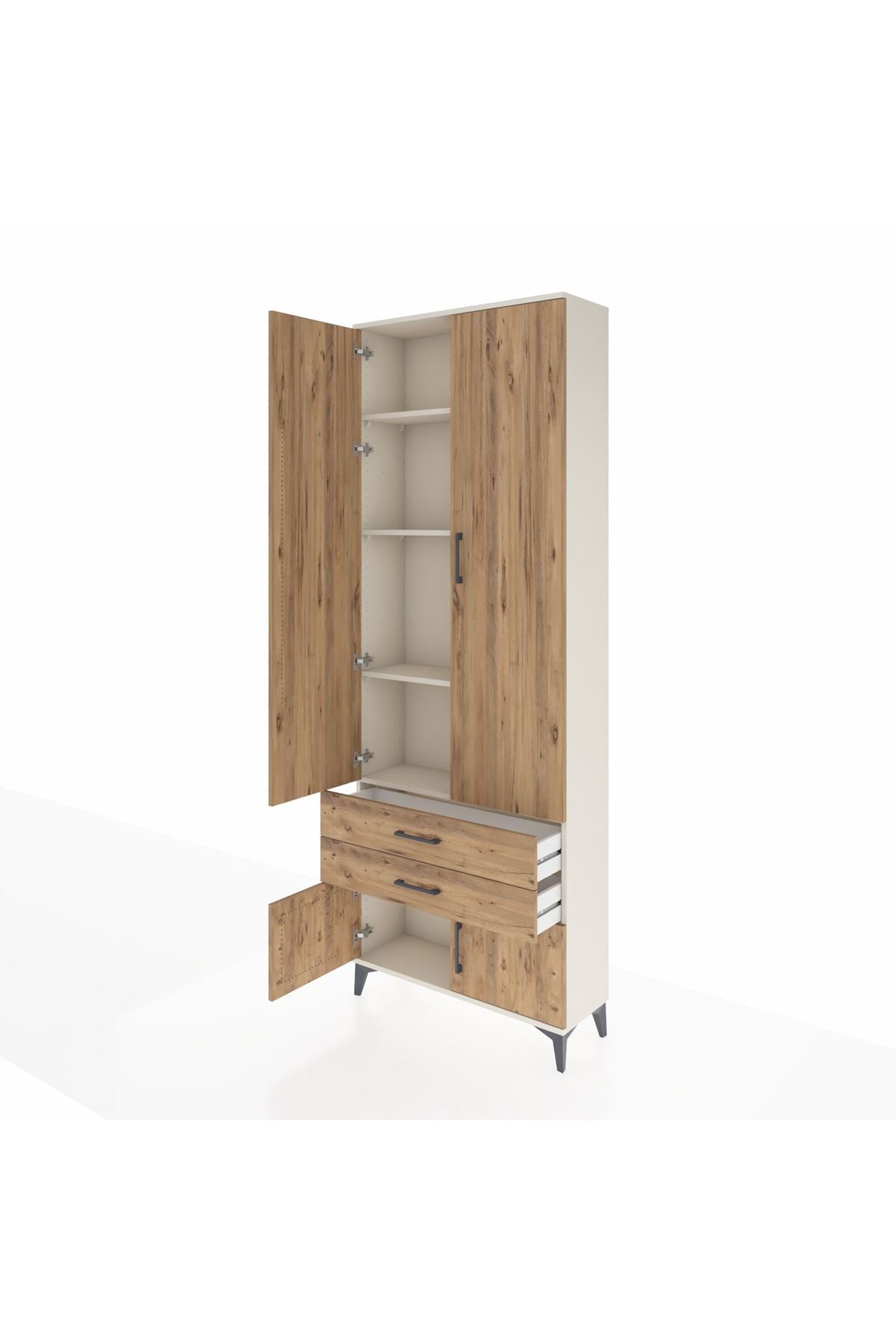 Arges Dolap 4 Raflı 2 Çekmeceli 4 Kapaklı 88x30x243 Aytaşı-Çam