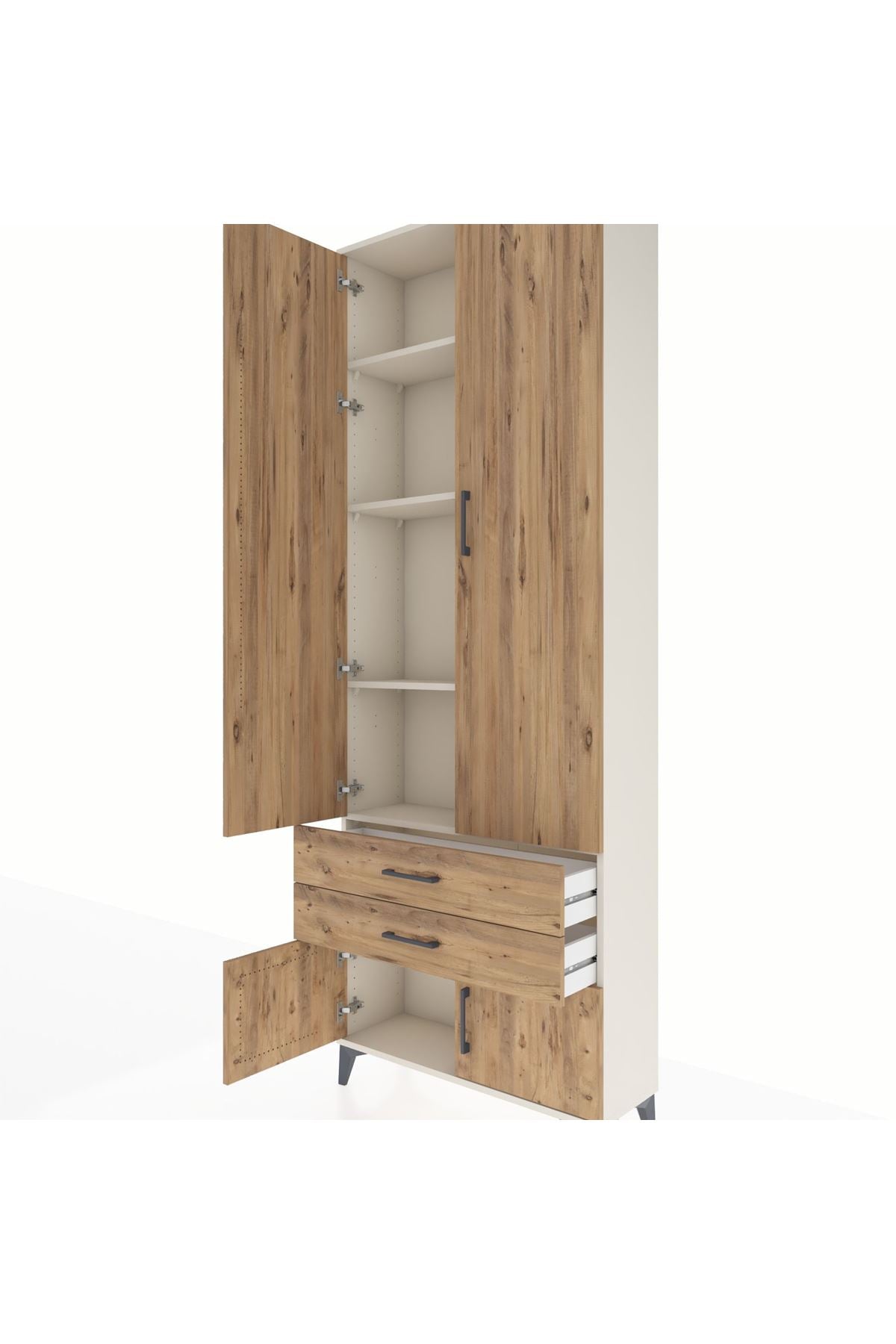 Arges Dolap 4 Raflı 2 Çekmeceli 4 Kapaklı 88x30x243 Aytaşı-Çam