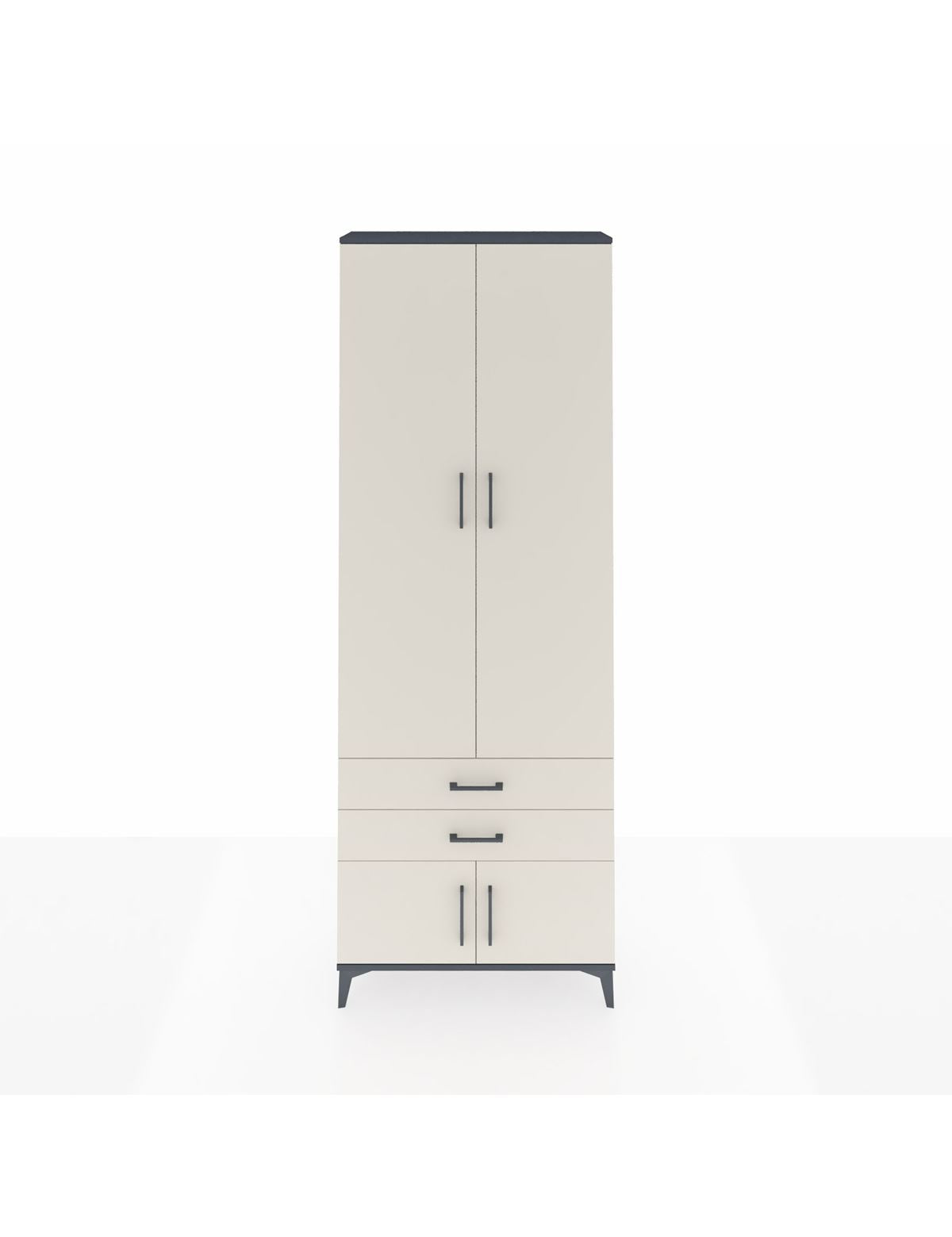 Arges Dolap 4 Raflı 2 Çekmeceli 4 Kapaklı 88x30x243 Antrasit-Aytaşı