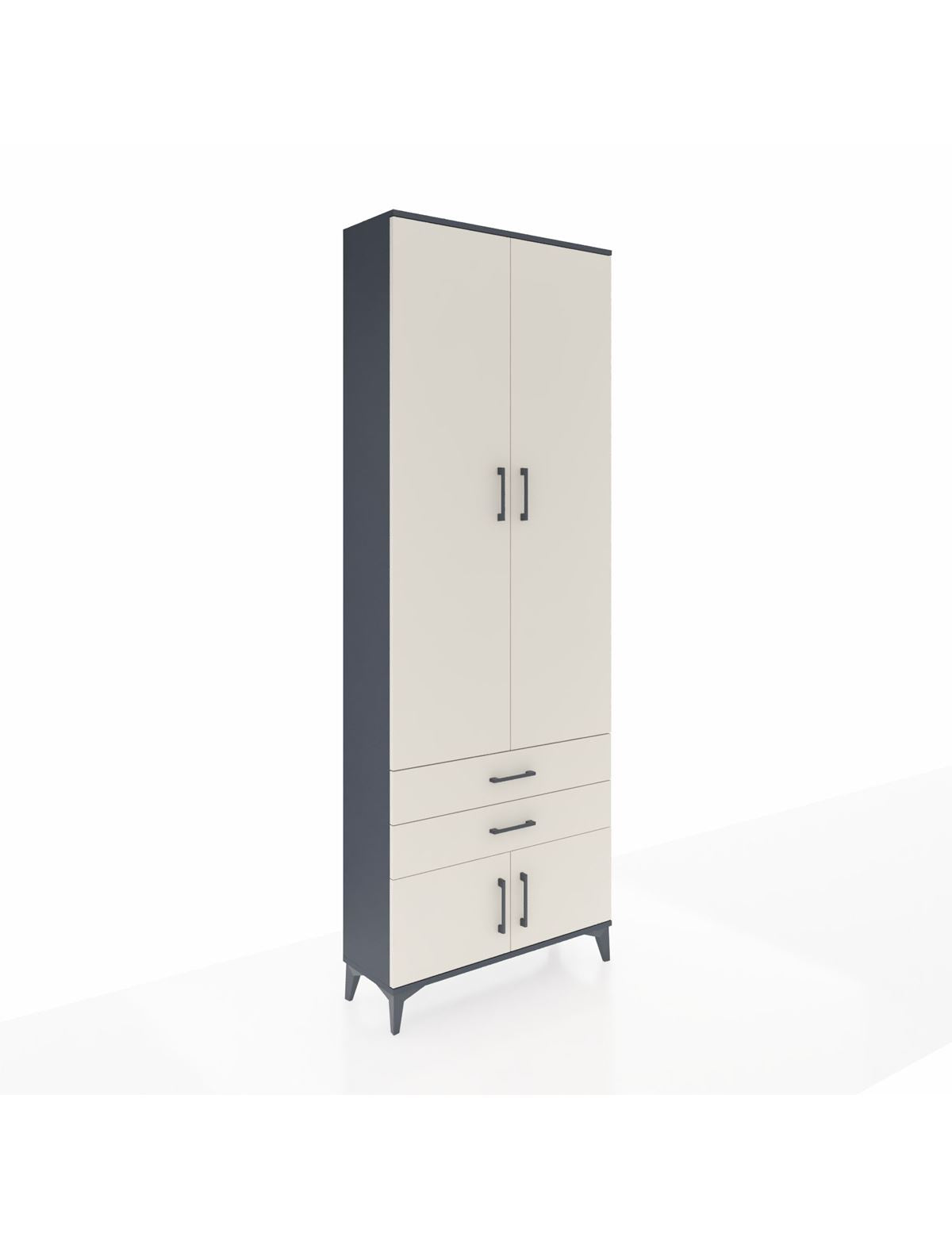 Arges Dolap 4 Raflı 2 Çekmeceli 4 Kapaklı 88x30x243 Antrasit-Aytaşı