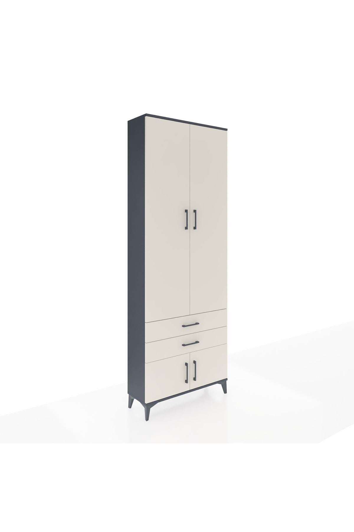 Arges Dolap 4 Raflı 2 Çekmeceli 4 Kapaklı 88x30x243 Antrasit-Aytaşı