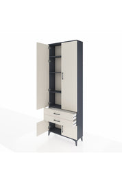 Arges Dolap 4 Raflı 2 Çekmeceli 4 Kapaklı 88x30x243 Antrasit-Aytaşı