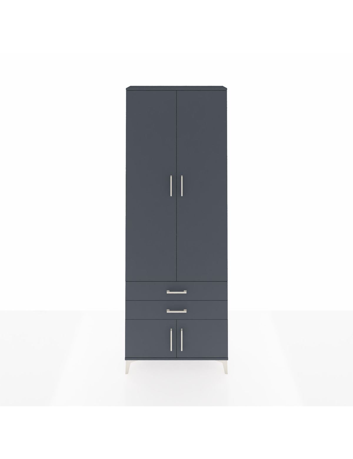 Arges Dolap 4 Raflı 2 Çekmeceli 4 Kapaklı 88x30x243 Antrasit-Antrasit