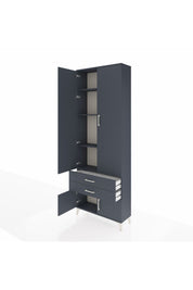 Arges Dolap 4 Raflı 2 Çekmeceli 4 Kapaklı 88x30x243 Antrasit-Antrasit