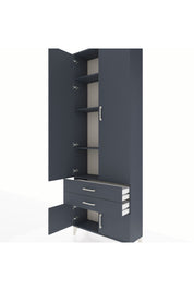 Arges Dolap 4 Raflı 2 Çekmeceli 4 Kapaklı 88x30x243 Antrasit-Antrasit