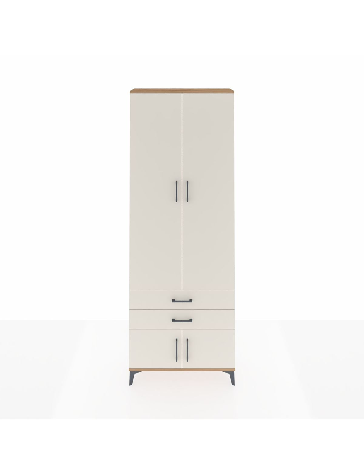 Arges Dolap 4 Raflı 2 Çekmeceli 4 Kapaklı 88x30x243 Çam-Aytaşı