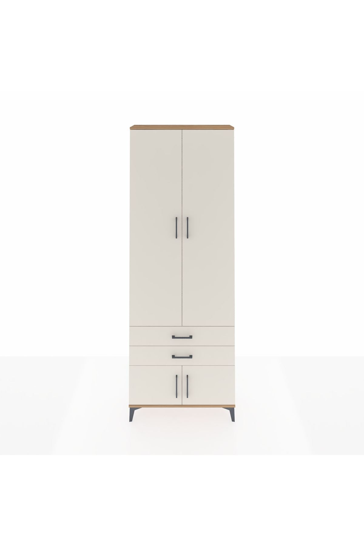 Arges Dolap 4 Raflı 2 Çekmeceli 4 Kapaklı 88x30x243 Çam-Aytaşı