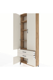 Arges Dolap 4 Raflı 2 Çekmeceli 4 Kapaklı 88x30x243 Çam-Aytaşı