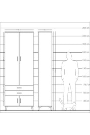 Arges Dolap 4 Raflı 2 Çekmeceli 4 Kapaklı 88x30x243 Çam-Aytaşı