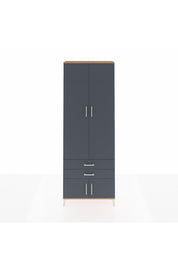 Arges Dolap 4 Raflı 2 Çekmeceli 4 Kapaklı 88x30x243 Çam-Antrasit