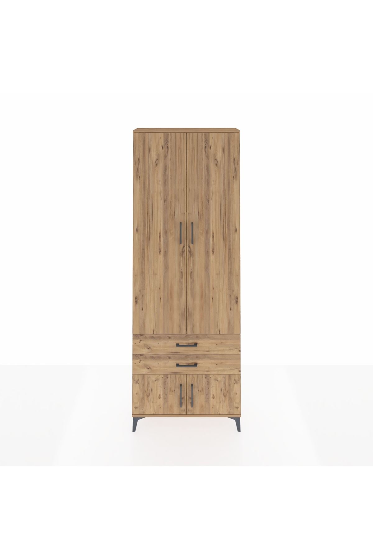 Arges Dolap 4 Raflı 2 Çekmeceli 4 Kapaklı 88x30x243 Çam-Çam