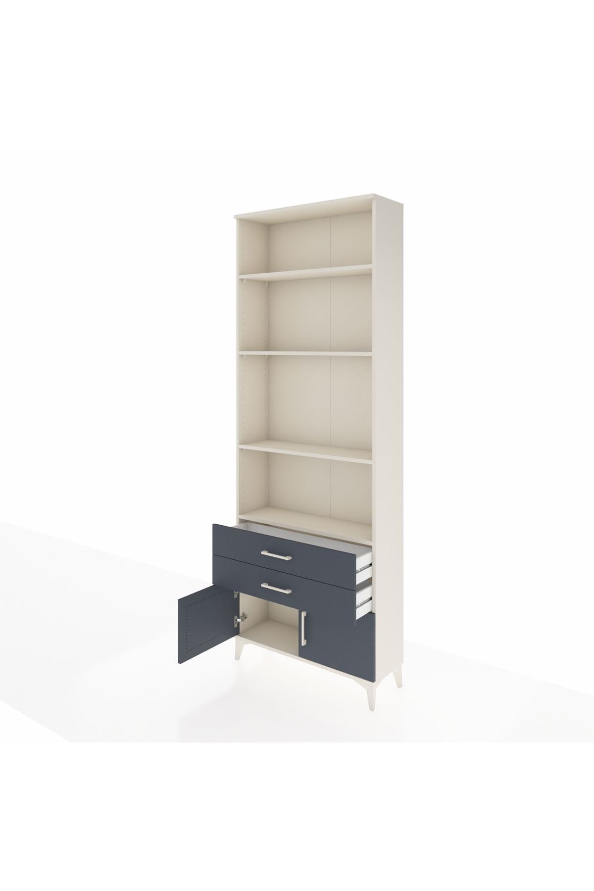 Arges Dolap 4 Raflı 2 Çekmeceli 2 Kapaklı 88x30x243 Aytaşı-Antrasit