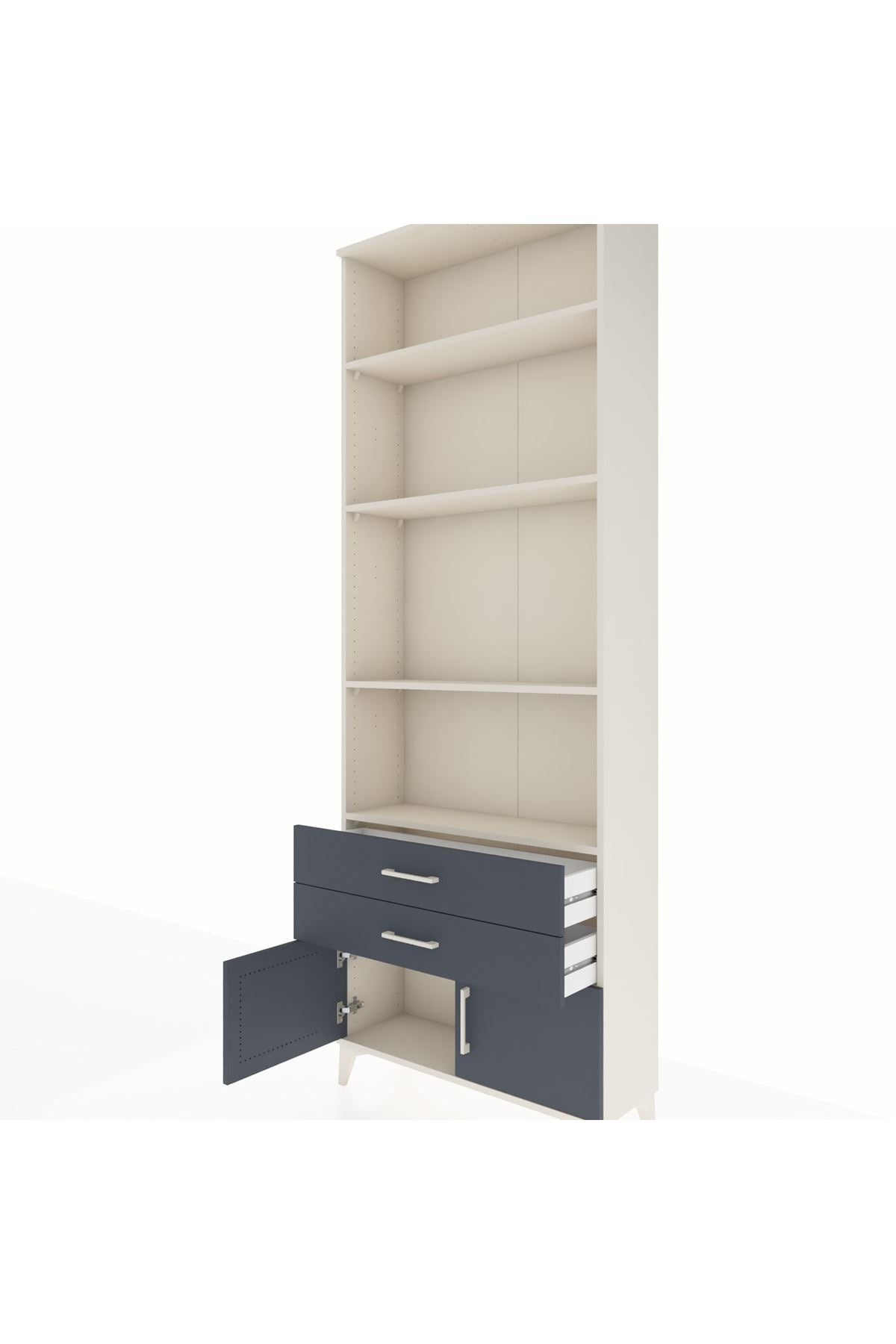 Arges Dolap 4 Raflı 2 Çekmeceli 2 Kapaklı 88x30x243 Aytaşı-Antrasit