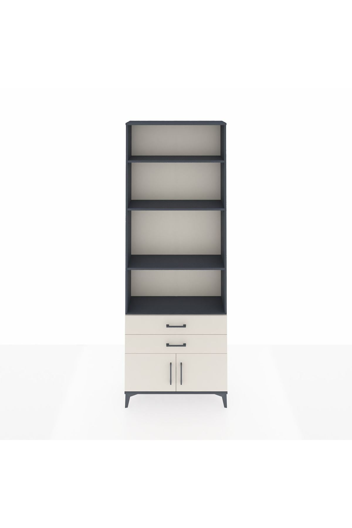 Arges Dolap 4 Raflı 2 Çekmeceli 2 Kapaklı 88x30x243 Antrasit-Aytaşı