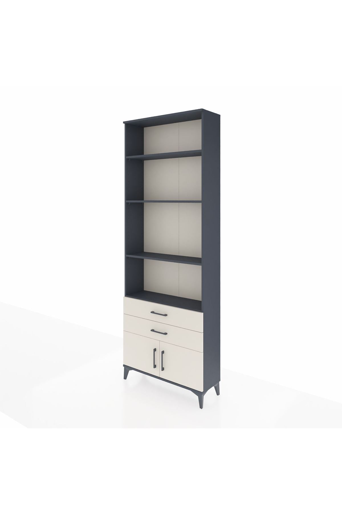 Arges Dolap 4 Raflı 2 Çekmeceli 2 Kapaklı 88x30x243 Antrasit-Aytaşı