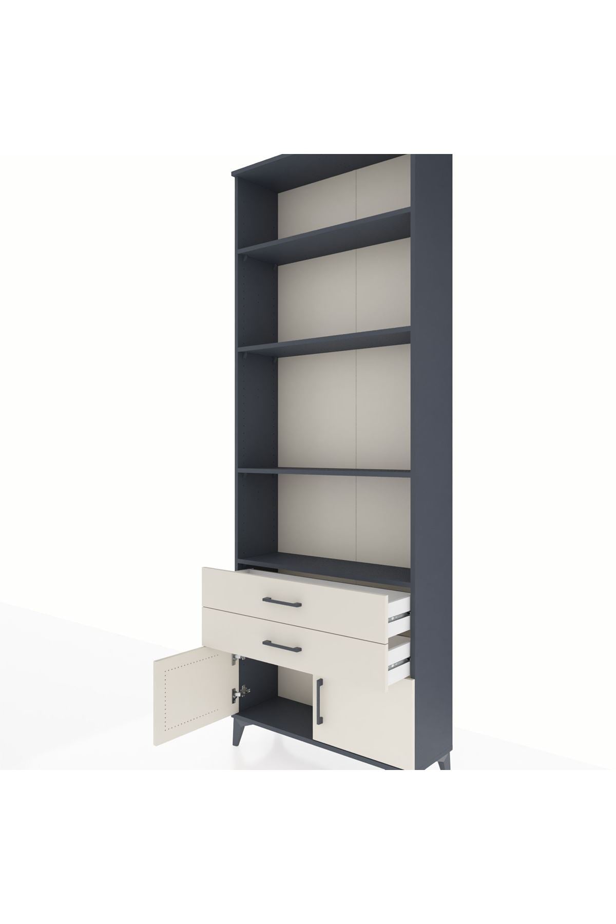 Arges Dolap 4 Raflı 2 Çekmeceli 2 Kapaklı 88x30x243 Antrasit-Aytaşı