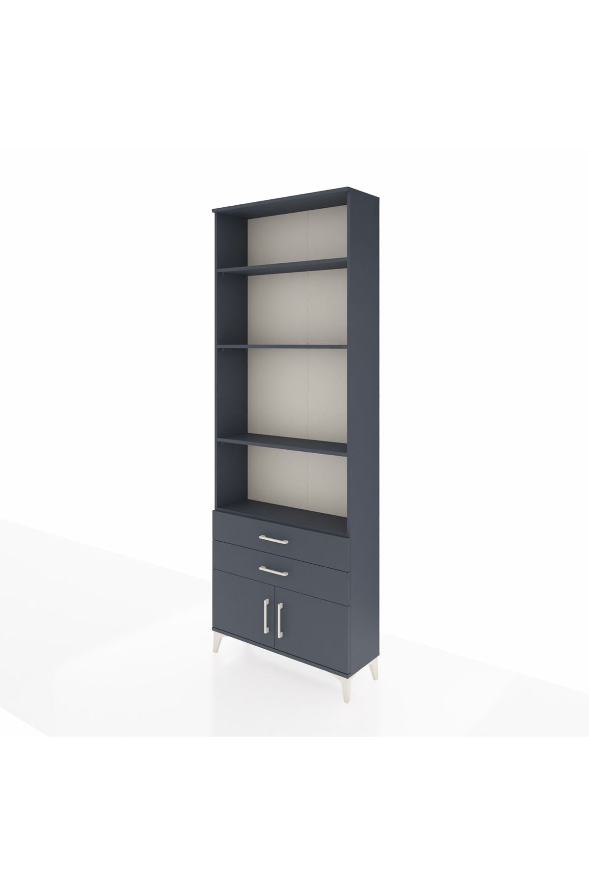 Arges Dolap 4 Raflı 2 Çekmeceli 2 Kapaklı 88x30x243 Antrasit-Antrasit