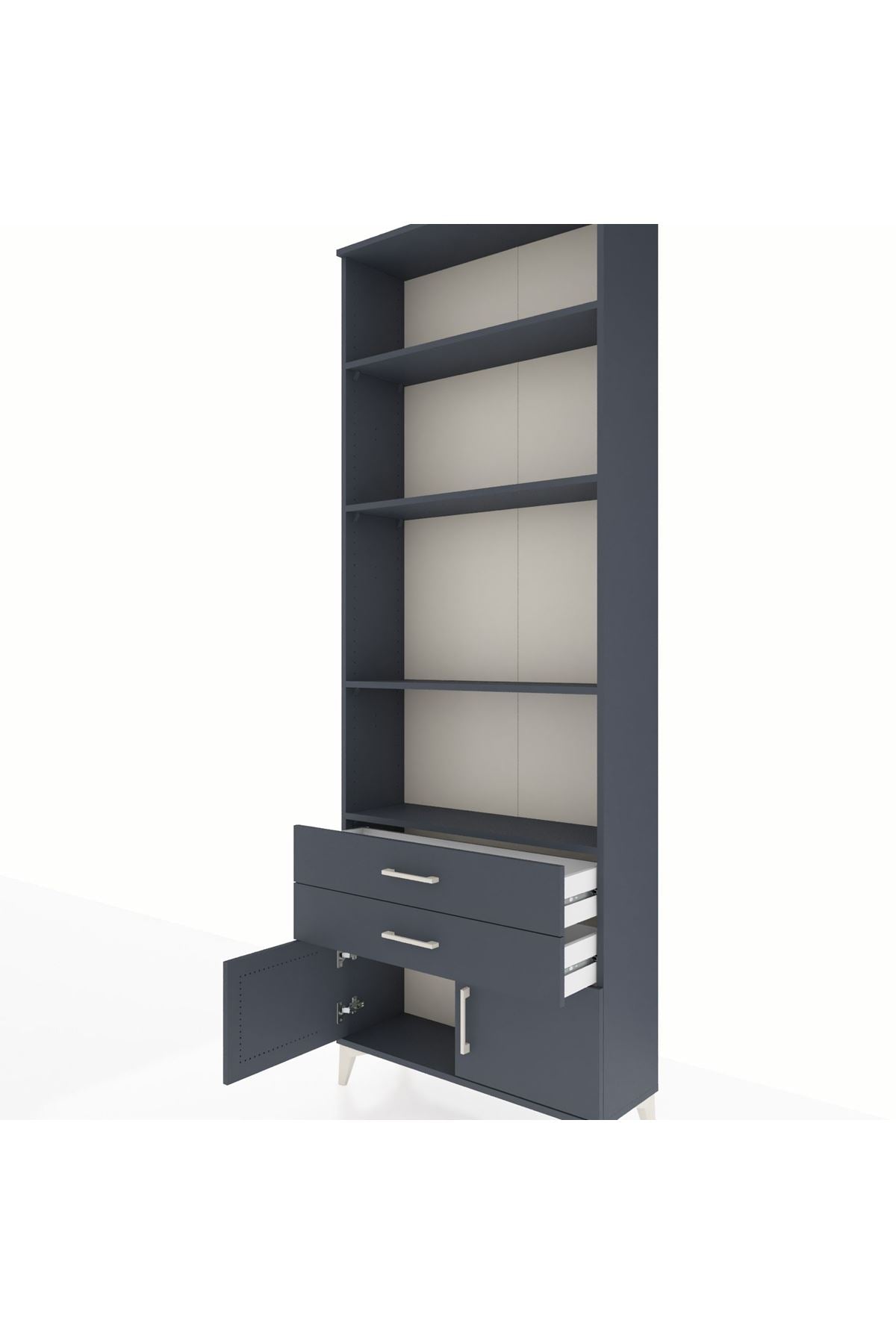 Arges Dolap 4 Raflı 2 Çekmeceli 2 Kapaklı 88x30x243 Antrasit-Antrasit