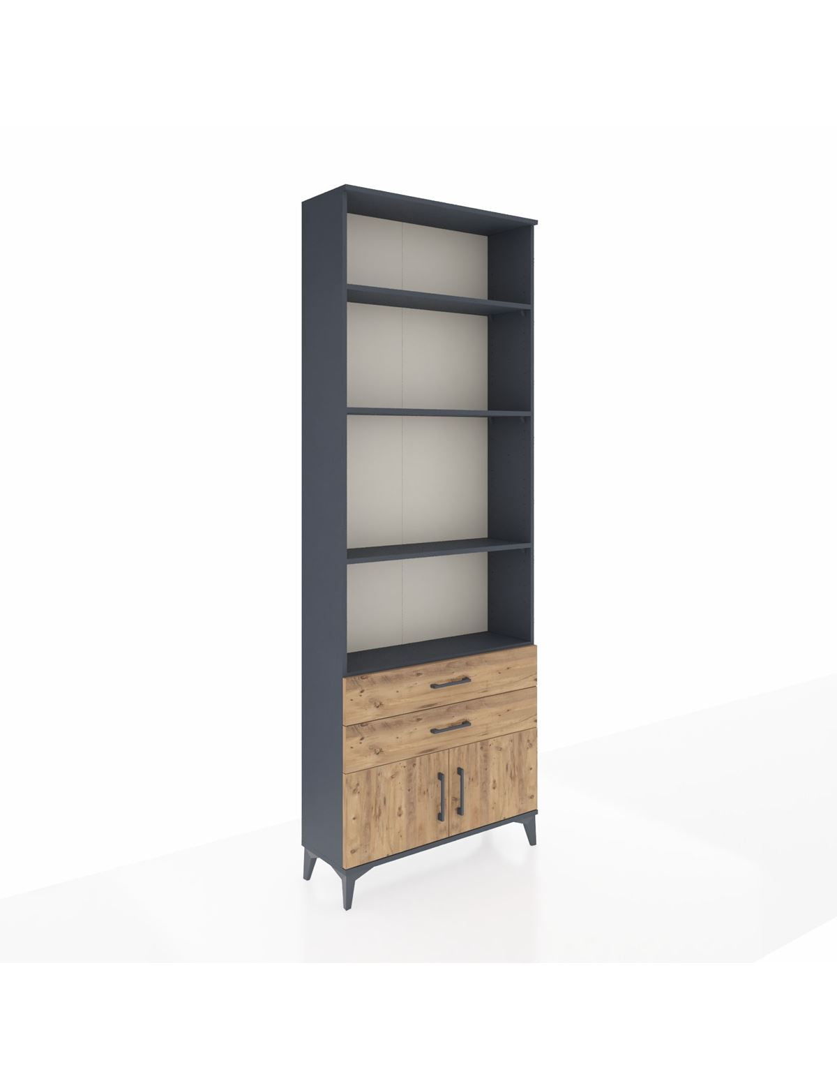 Arges Dolap 4 Raflı 2 Çekmeceli 2 Kapaklı 88x30x243 Antrasit-Çam