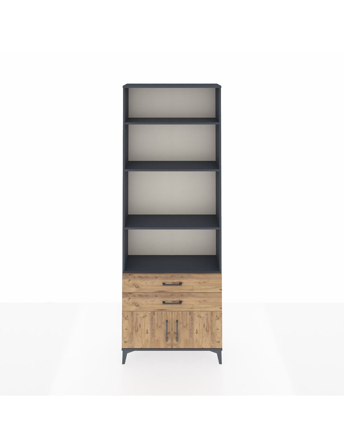 Arges Dolap 4 Raflı 2 Çekmeceli 2 Kapaklı 88x30x243 Antrasit-Çam