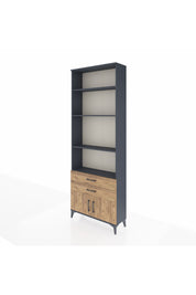 Arges Dolap 4 Raflı 2 Çekmeceli 2 Kapaklı 88x30x243 Antrasit-Çam